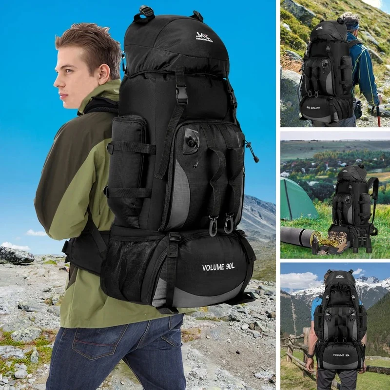 90L hiking backpack worn on trail